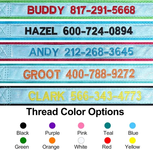 Vista 6 de Collares de perro personalizados reflectantes Wlitchi, collares de identificación luminosa personalizados bordados con nombre y número de teléfono