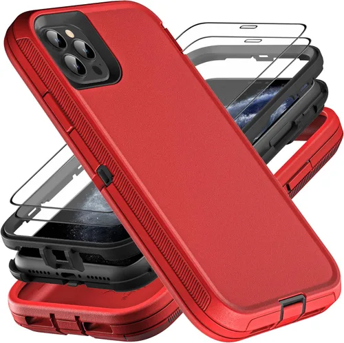 Vista 10 de YKHJKLEC para iPhone 11 Pro Max, funda de grado militar 3 en 1 resistente a prueba de golpes/caídas/polvo con 2 piezas de protector de pantalla