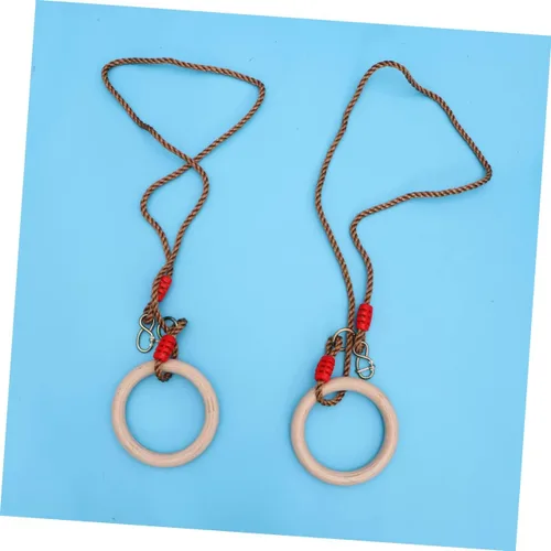 Vista 3 de LIOOBO Anillos de gimnasia de madera con correas ajustables, anillos de ejercicio para niños, entrenamiento de fuerza, fitness al aire libre