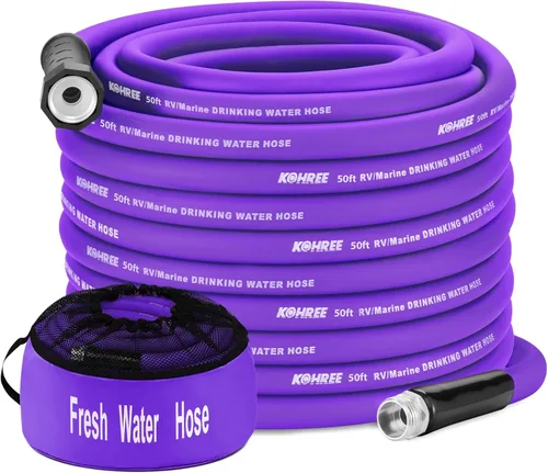 Vista 11 de Kohree Manguera de agua para autocaravana de 5/8 pulgadas x 15 pies, manguera de agua potable prémium con diseño sin torceduras, sin fugas, ligera