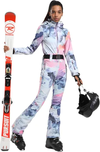 Vista 112 de GSOU SNOW Traje de esquí para mujer, traje de nieve delgado de una pieza, chaqueta de nieve, impermeable, resistente al viento, deportes al aire