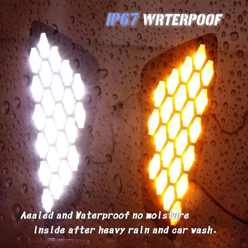 Vista 5 de Luz de Parachoques LED Frontal de Conmutación Blanca/Ámbar/Azul con Señal de Giro de Luces Antiniebla Diurnas Secuenciales Compatible con Accesorios