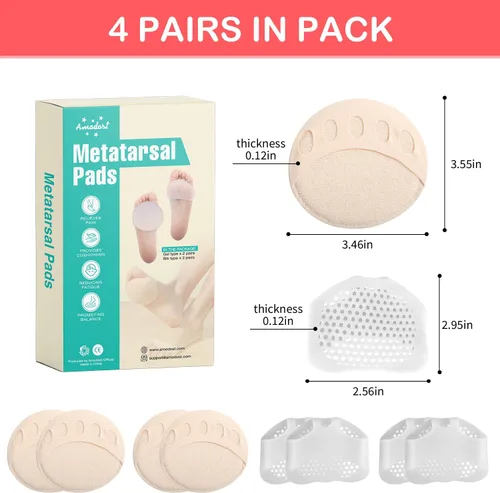 Vista 2 de Almohadillas metatarsianas para mujeres y hombres – Almohadillas de zapatos para tacones altos – Gel suave y tela reutilizables para el antepié