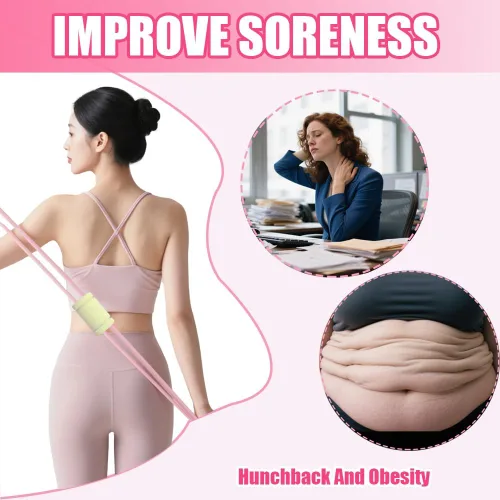 Vista 3 de Figura 8 bandas de resistencia de fitness con asas, banda de resistencia de yoga, banda elástica de fitness, expansor de pecho, para estiramiento