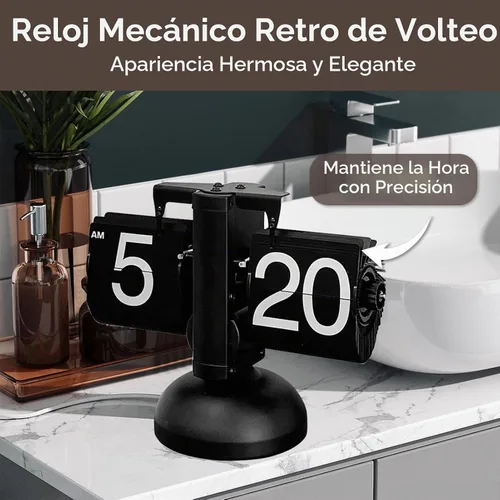 Vista 8 de HERCHR Reloj con tapa retro, reloj digital automático con función de página mecánica, reloj de escritorio retro digital abatible, funciona