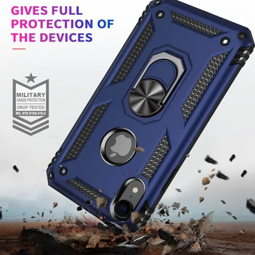 Vista 6 de STARSHOP Funda protectora para iPhone XR, con [protector de pantalla de vidrio templado incluido], cubierta protectora de doble capa de grado