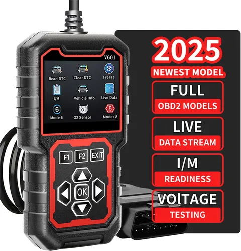 Vista 2 de V601 Escáner de Diagnóstico Profesional OBD2 - Lector Rápido de Códigos de Luz de Verificación del Motor, Probador de Voltaje, Preparación I/M