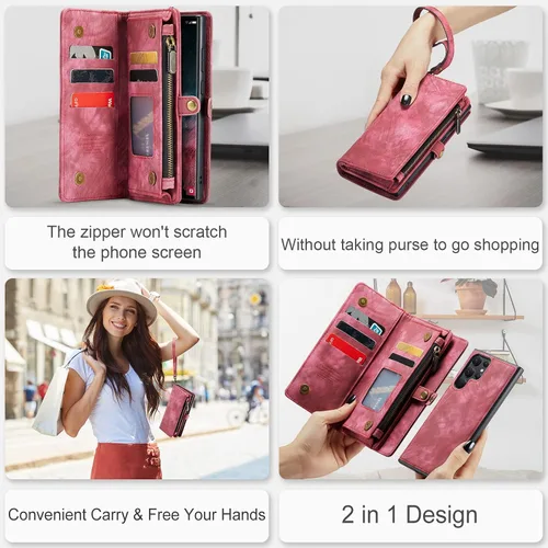 Vista 5 de Asuwish Funda de teléfono para Samsung Galaxy S22 Ultra 5G con cremallera, protector de pantalla de vidrio templado y tarjetero abatible, accesorios