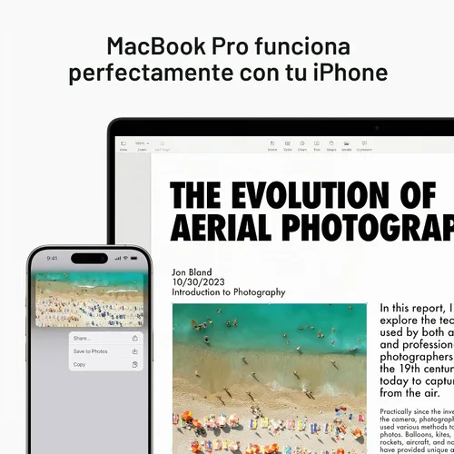 Vista 8 de Apple Laptop MacBook Pro 2023 con chip M3, CPU 8 núcleos, GPU 10 núcleos, para Apple Intelligence, Liquid Retina XDR 14.2 pulgadas, memoria Gris