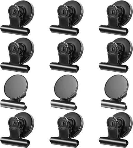 Vista 8 de Grtard Paquete de 6 clips magnéticos resistentes, clips magnéticos para refrigerador, imanes de refrigerador, clip magnético fuerte, imanes sin Negro