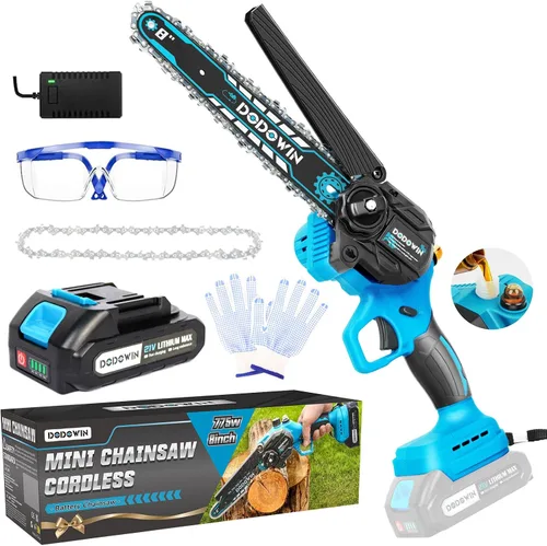 Vista 10 de dodowin Mini motosierra de 6 pulgadas, regalos del día del padre para hombres, esposo, papá, motosierra eléctrica inalámbrica recargable, motosierra