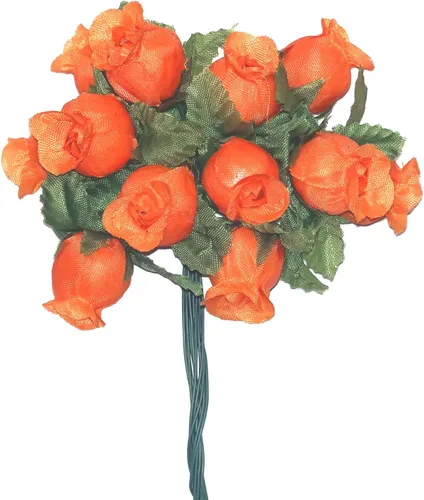 Vista 8 de GiftWrap Etc. Rosas artificiales de seda coral – 12 mini ramos de 12 capullos de rosa, 144 capullos de rosa en total, boda, recepción, aniversario