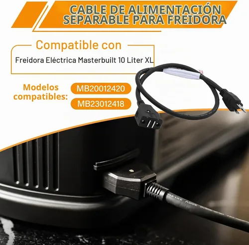 Vista 3 de Cable de alimentación magnético de repuesto para freidora eléctrica Masterbuilt XL de 10 litros, piezas y accesorios para freidoras de pavo