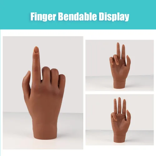 Vista 4 de Mano de práctica de silicona para uñas acrílicas, manos falsas para practicar uñas postizas, mano de maniquí para práctica de uñas y arte de uñas