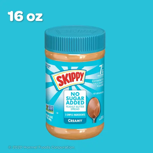 Vista 7 de SKIPPY Mantequilla de maní cremosa para untar sin azúcar añadida, 16 onzas