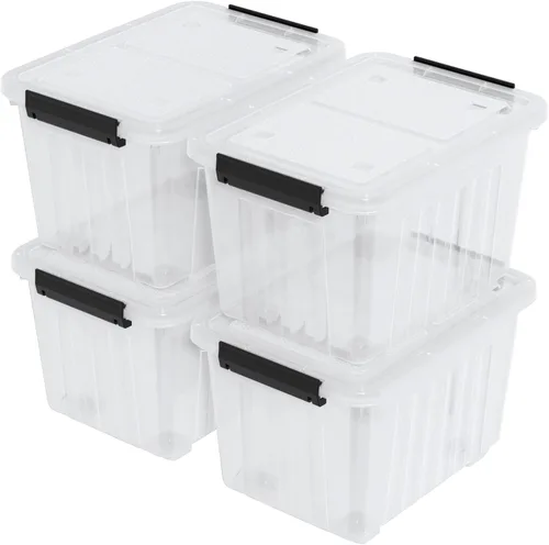 Vista 9 de Readsky Contenedor de plástico de 18 cuartos de galón con tapas y asa, bolsa de almacenamiento de plástico transparente, 4 paquetes