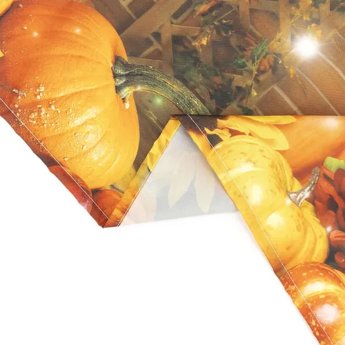 Vista 6 de HVEST Cortina de ducha de calabaza otoñal, hojas de arce, Acción de Gracias, Halloween, noche, calabaza, farol, cuervo, luna llena, juego de cortina