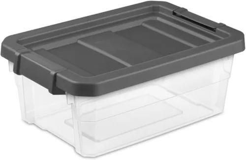 Vista 2 de Sterilite - Caja apilable modular con tapa de cierre, 16 cuartos de galón, paquete de 6 Contenedores de almacenamiento de plástico transparente