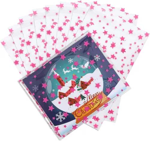 Vista 19 de 100 bolsas de regalo con estampado de estrellas de 3 x 5 pulgadas, bolsas de regalo de celofán, bolsas de regalo de celofán, bolsas de regalo