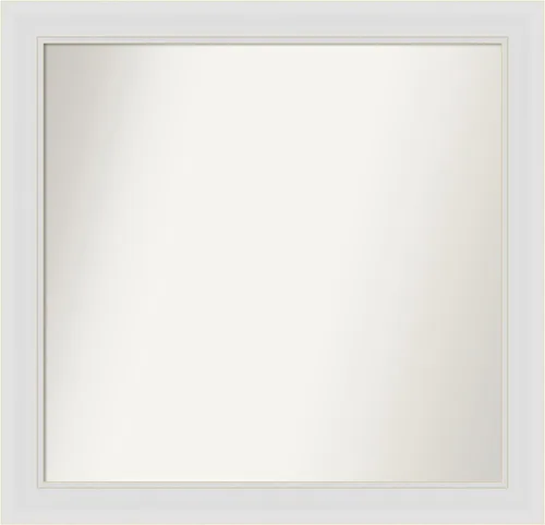 Vista 199 de Amanti Art Espejo de baño blanco para sobre el fregadero, 24 x 26 pulgadas, espejo rectangular blanco y blanco, marco de madera contemporáneo