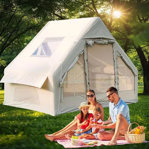 Vista 11 de Tienda de campaña inflable para campamento, instalación rápida con bomba, tienda de campaña Oxford impermeable de 4 estaciones con tragaluz, tienda