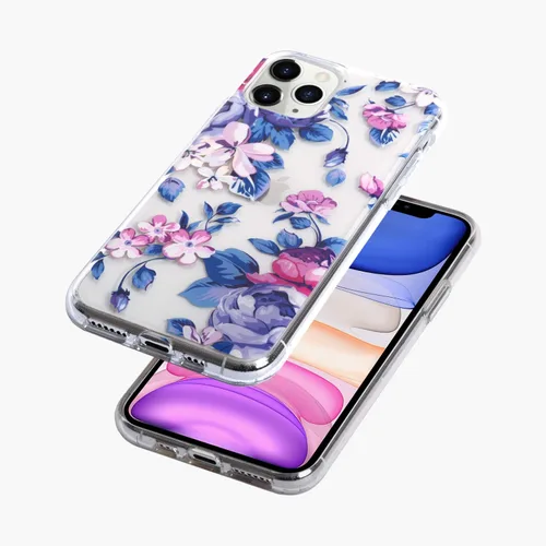 Vista 2 de Funda de flores para iPhone 11 Pro (5.8 pulgadas), patrón floral transparente y delgado, diseño femenino ultrafino, a prueba de golpes, parte