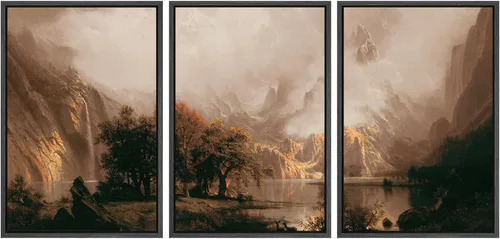 Vista 12 de SIGNWIN Lienzo enmarcado para pared, juego de arte de acuarela pastel, paisaje marrón, naturaleza, naturaleza salvaje, ilustraciones modernas, arte