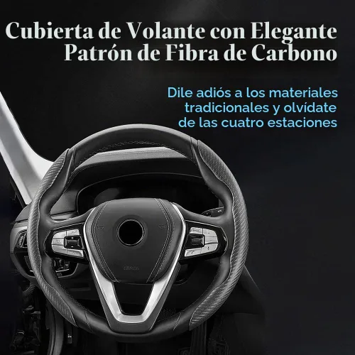Vista 6 de Funda para volante, cubierta antideslizante de fibra de carbono para volante, protector segmentado para el interior del automóvil, accesorios