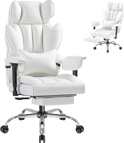 Vista 9 de Furmax Silla de oficina grande y alta, silla de juegos de respaldo alto con reposapiés para personas pesadas, silla de oficina ergonómica cómoda