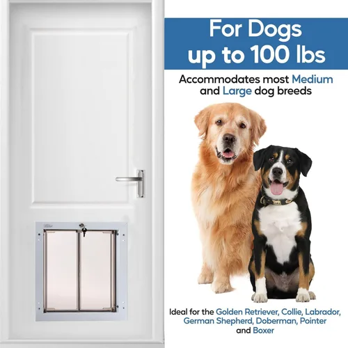 Vista 3 de Plexidor Performance - Puertas para mascotas con cerradura y llave, eficiencia energética, dos paneles, color blanco