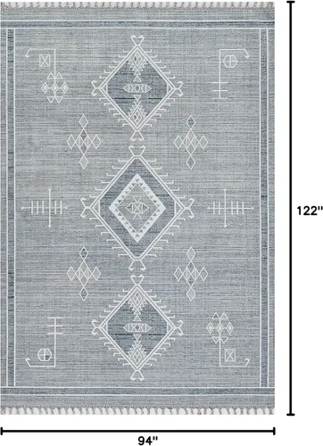Vista 3 de Momeni Rabat - Alfombra de diseño marroquí, azul, 7'10" X 10'2