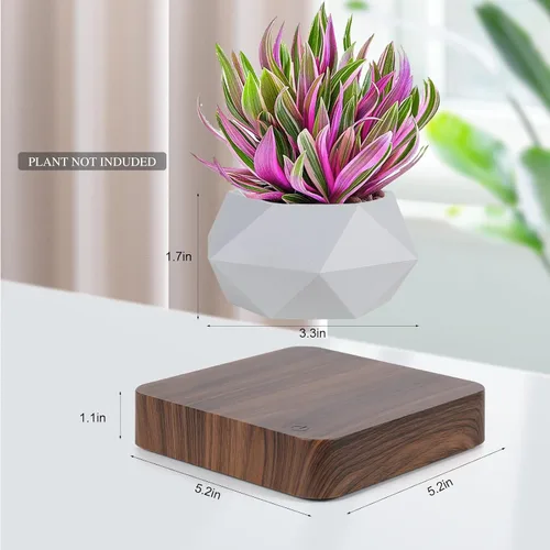 Vista 5 de Maceta de Bonsái que Levita en el Aire, Cosas Geniales, Macetas Giratorias para Flores, Planta en Maceta para Decoración de Escritorio en Macetas