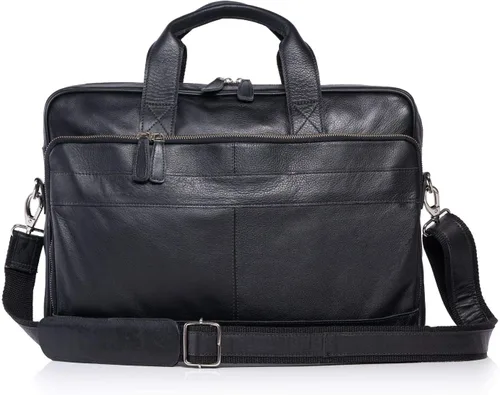 Vista 2 de KomalC Maletines de cuero de 16 pulgadas para computadora portátil, bolsas de mensajero para hombres y mujeres, mejor bolso de oficina