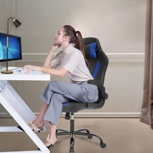Vista 2 de Silla de videojuegos, escritorio para computadora, sillas de oficina en casa, ergonómica, silla de videojuegos para deportes electrónicos