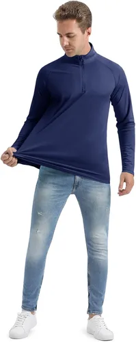 Vista 7 de CRYSULLY Camisas de pesca para hombre UPF 50+ de manga larga, protección solar, senderismo, 14 con cremallera