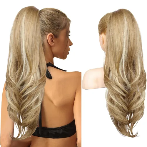 Vista 31 de SEIKEA Extensión versátil de cola de caballo con cordón, 18 pulgadas de largo, ondulado, con clip de varias capas, extensiones de cabello de cola