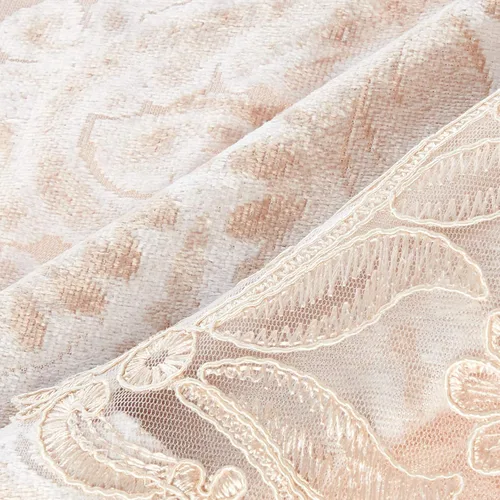 Vista 3 de Violet Linen Elegantes manteles de terciopelo con diseño floral transparente de lujo, color gris topo, 45 x 45 pulgadas