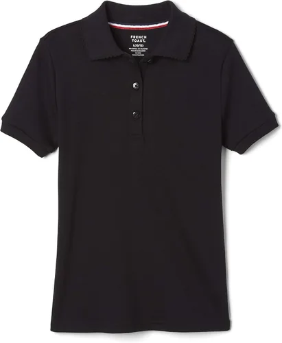 Vista 13 de French Toast Girls' Plus Sized Short Sleeve Polo with Picot Collar Azul marino