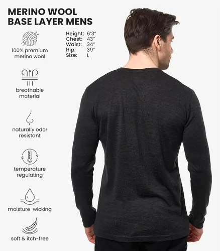 Vista 41 de Camisas 100% de lana merino para hombre - Camisa térmica de manga larga .190 Azul oscuro