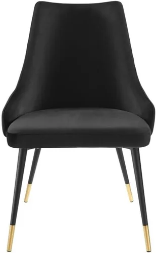 Vista 3 de Modway Adorn Silla auxiliar de comedor de terciopelo copetudo, color negro, 25 pulgadas de profundidad x 22 pulgadas de ancho x 34 pulgadas de alto