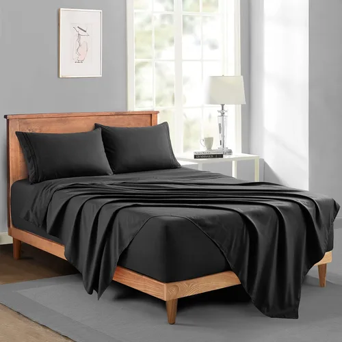 Vista 108 de Manyshofu Juego de sábanas de tamaño individual con bolsillos extra profundos, sábanas y fundas de almohada de 1800 hilos de lujo para hotel, juego