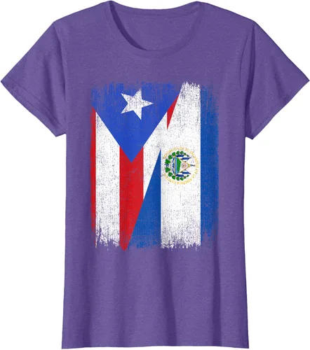 Vista 20 de Camiseta Half Puerto Rico El Salvador Flag Orgullo Salvadoreño Roots