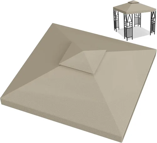Vista 8 de Cubierta de repuesto para toldo de 10 x 10 pies, doble nivel, con 12 velcros, nailon impermeable con protección UV, refugio al aire libre para Verde