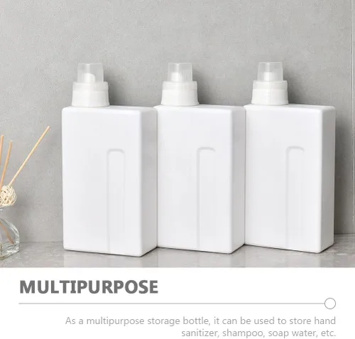 Vista 4 de Zerodeko Paquete de 2 botellas de lavandería recargables de 33 onzas a prueba de fugas, recipientes de detergente vacíos con tapas para el hogar