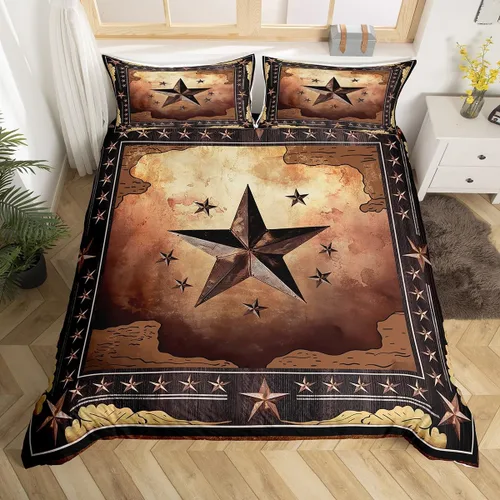 Vista 7 de Feelyou Texas Star - Juego de funda de edredón tamaño individual, diseño bohemio de vaquero para niños y niñas, funda de edredón azteca del salvaje