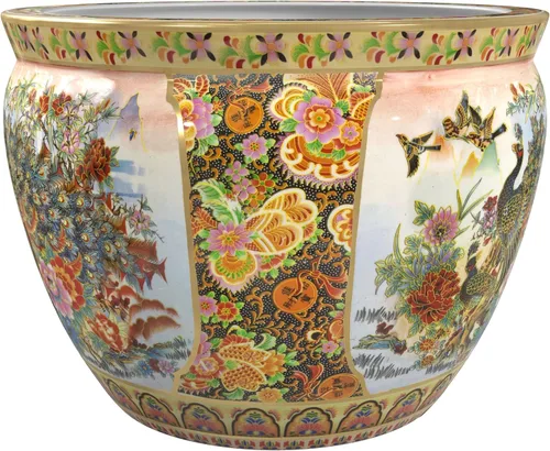 Vista 6 de ORIENTAL Furniture - Maceta de porcelana, multicolor