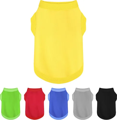 Vista 17 de Paiaite 6 piezas de camisa lisa para perro, camisas sin mangas de algodón para cachorros, ropa transpirable para mascotas, camiseta sin mangas