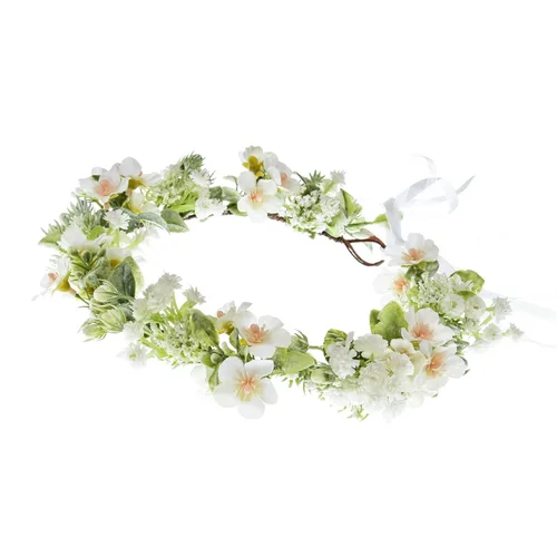 Vista 2 de Vividsun Corona de flores de hoja verde nupcial Diadema floral de eucalipto para festivales de boda Accesorios de fotos (Iblancoverde)