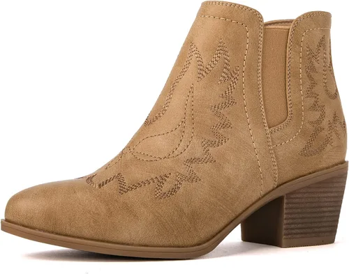 Vista 14 de GLOBALWIN Women's Cowgirl Boots Pull On Ankle Booties 21yy01 Negro2