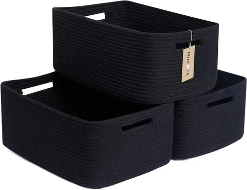 Vista 26 de MiniArk Cestas grandes de almacenamiento para estantes, organizadores de armario, para ropa, manta, toallas, guardería, caja de juguetes, cestas